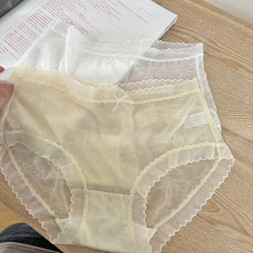 小惊喜【心动栀子花】薄软蕾丝提花女士内裤大码纯欲性感透气舒适 - 图1