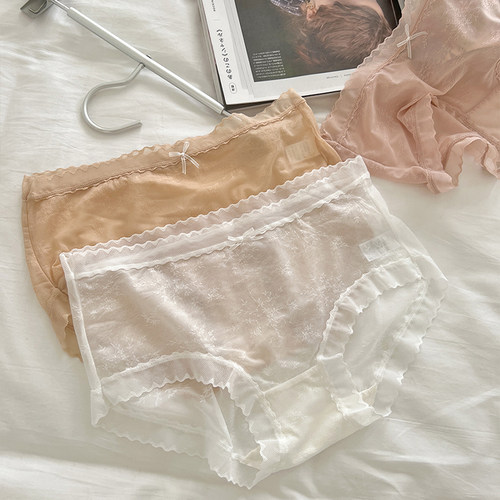 小惊喜【心动栀子花】薄软蕾丝提花女士内裤大码纯欲性感透气舒适 - 图0