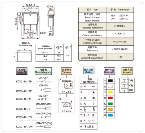 KCD3船型开关电锅电热饭锅电炒锅3000/3500/4000W电源按钮3脚220V - 图0