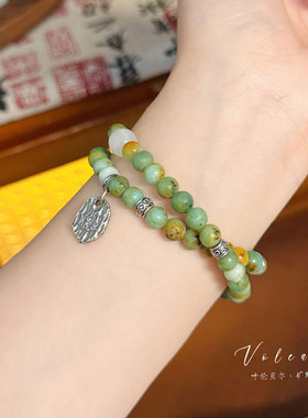 旷野之风925银绿松石新中式手链