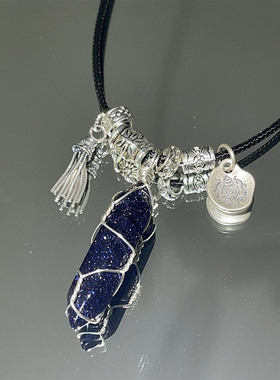 原创设计天然水晶925藏银项链