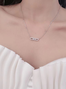 v金精品梅家项链三钻灵动单钻灵活滑动厚镀18k高质量轻奢项链女