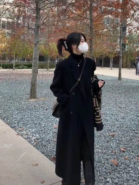 双面羊绒大衣2025年新款女冬季中长款高端双排扣宽松廓形毛呢外套