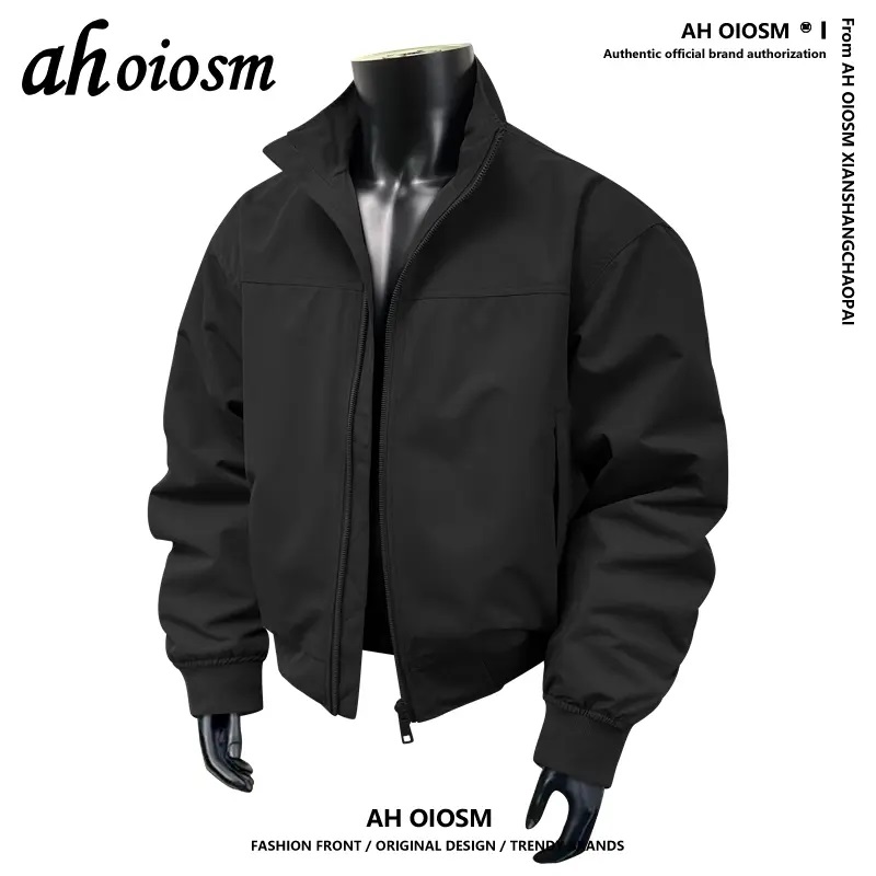 AH OIOSM教练夹克男秋季解构廓形痞帅穿搭防风挺括有型飞行员外套 - 图3