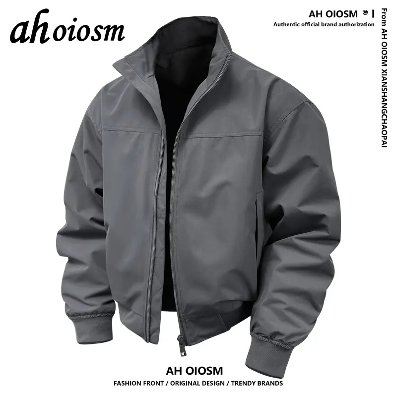AH OIOSM教练夹克男秋季解构廓形痞帅穿搭防风挺括有型飞行员外套 - 图0