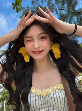 儿童耳环耳夹无耳洞女童海边裙