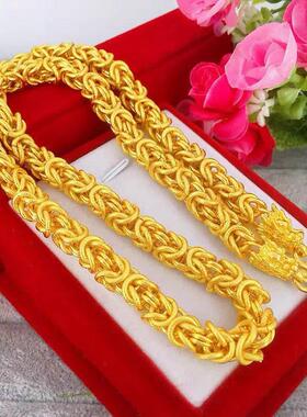 越南沙金龙头霸气项链