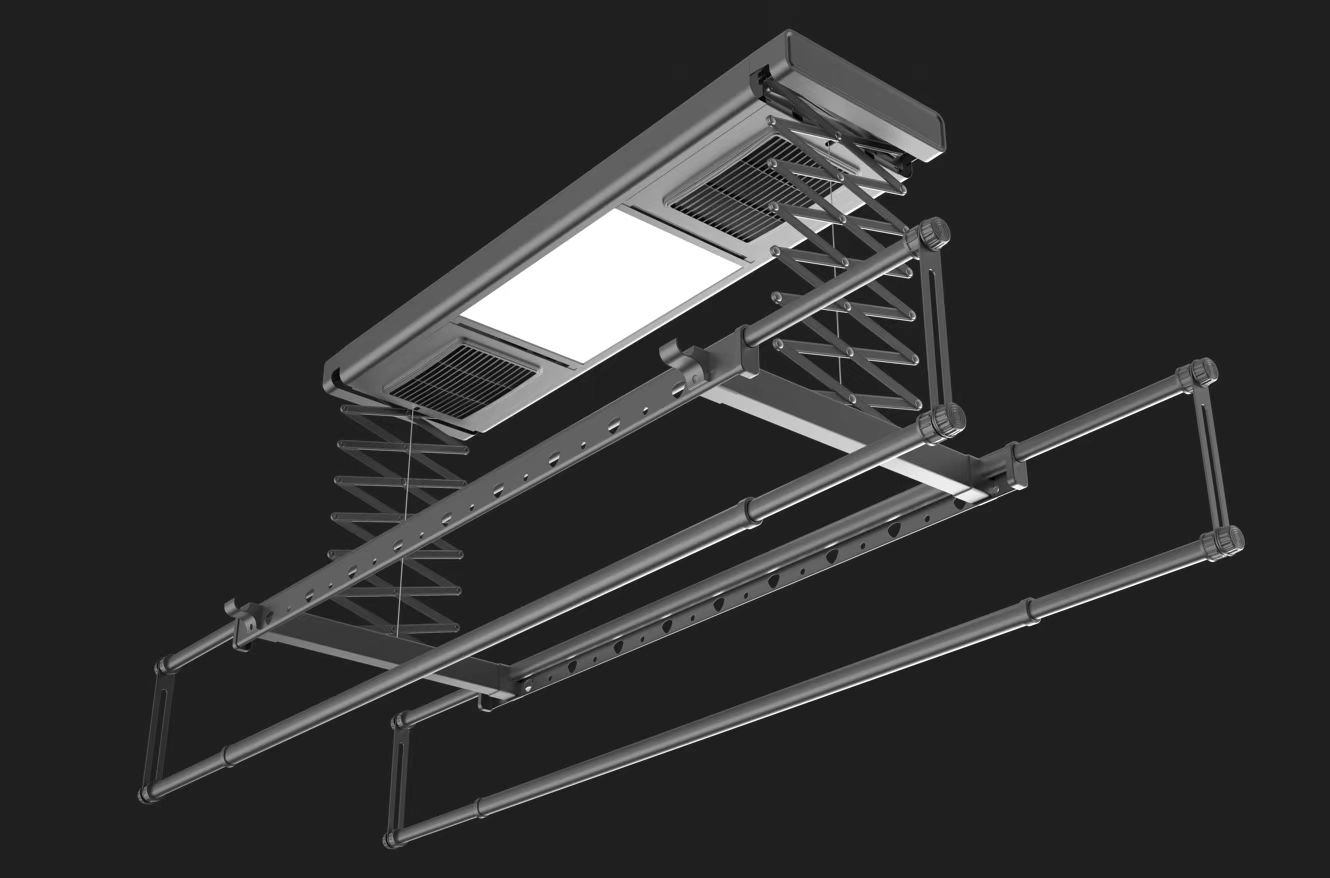 黑米电动晾衣架遥控升降阳台智能烘干晒衣架家用凉自动晾衣杆机