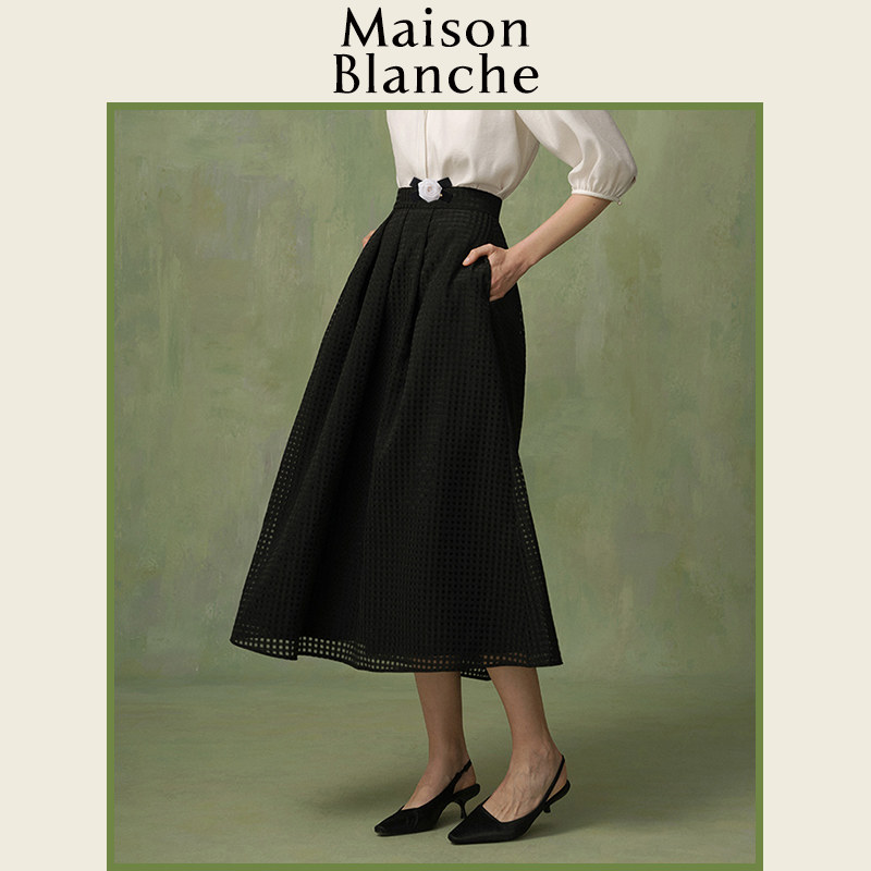 玫颂布澜诗收褶圆领上衣/半身裙