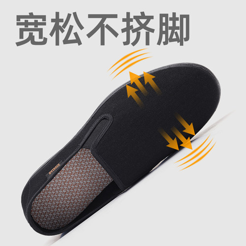老北京布鞋男春秋新款透气夏季一脚蹬老人老年防滑男士父亲爸爸鞋 - 图2
