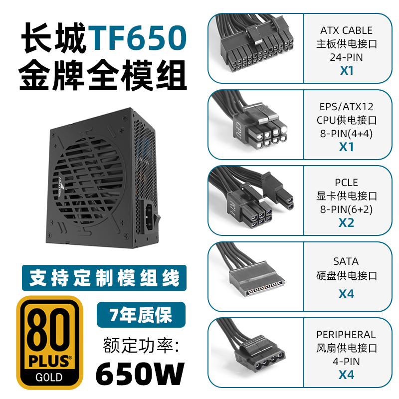 长城电源TF600/TF650/TF750/TF850全模组SFX/适用ITX可定制模组线-图2