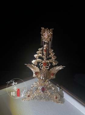 保色铜配朱雀凤鸾原创百搭形制唐制明制魏晋汉服古装头饰发簪发冠