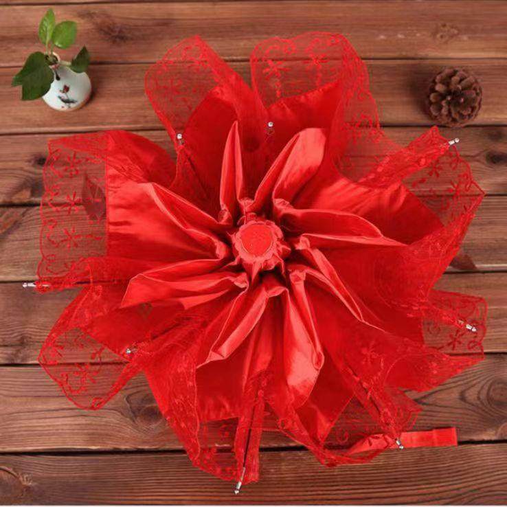 结婚新娘伞红伞大红蕾丝边折叠雨伞防晒遮阳伞婚庆用品,淘宝优惠券,粉丝福利购,淘宝优惠卷