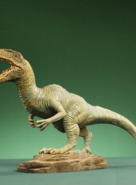 彩绘全铜恐龙迅猛龙小摆件工艺品C居家客厅玄关办公室桌面铜装饰