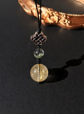 天然金发晶绿幽灵汽车钥匙扣挂件个性创意吊坠手机链包包挂饰男女