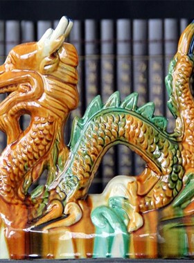陶瓷龙摆件龙家居桌面摆件办公送礼瑞兽招财补X缺角青龙摆设