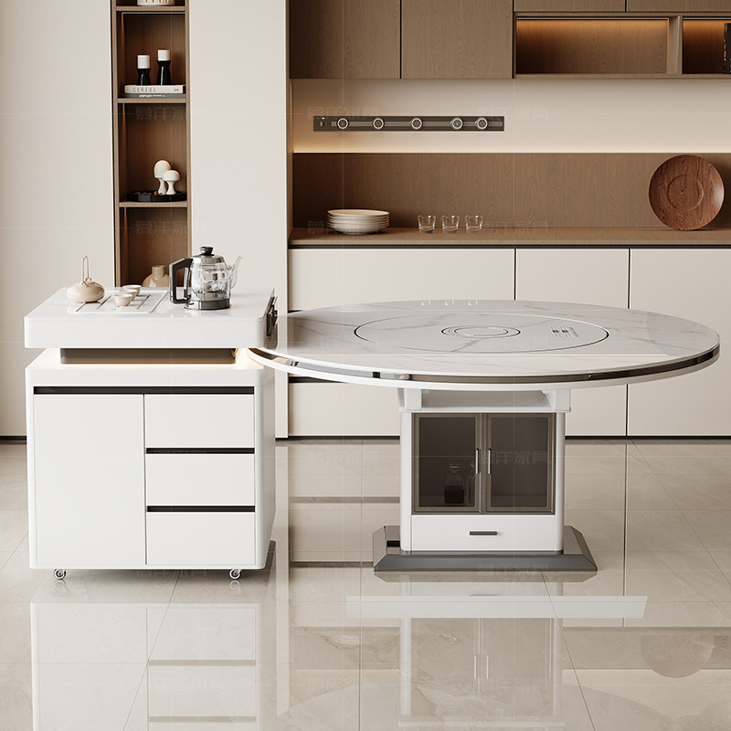 政府补贴岩板岛台餐桌一体家用小户型多功能带电磁炉伸缩方圆两用,淘宝优惠券,粉丝福利购,淘宝优惠卷