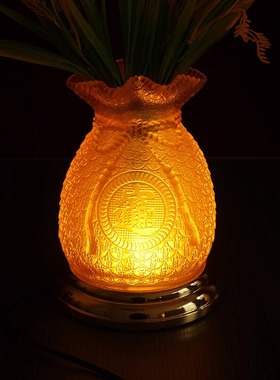 藏式庆丰召灯酥油灯财摆件佛前供奉吉祥供奉居家创意福袋稻穗琉璃