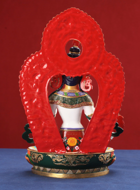 藏式黄铜七寸大白伞盖佛像家用供奉摆件精品全身彩绘1尺铜像装物