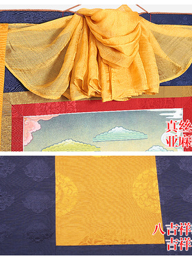 西藏手工双层装裱长寿三尊唐卡