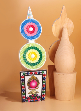 藏式实木彩绘七宝朵玛食子花佛堂