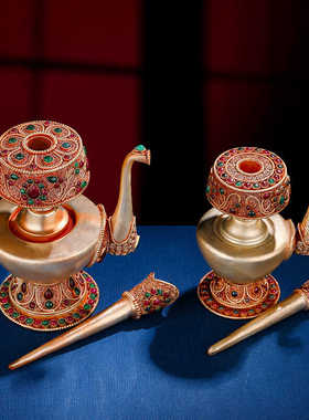 紫铜鎏银手工尼泊尔掐丝净水壶