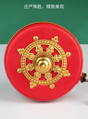 藏式纯铜手摇转金轮藏传家用红皮文殊莲师1.23万遍转金桶转筒摆件