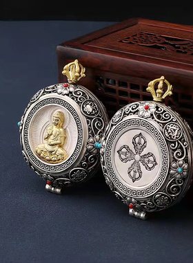 嘎乌盒镂空吊坠纯银挂机项链可打开装东西放符复古藏式嘎乌盒