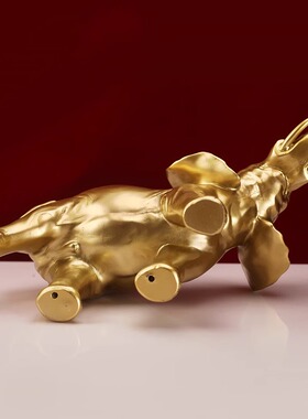 西藏式召家用财摆件佛前供奉吉祥居家创意树脂嵌钻金象组合装福慧