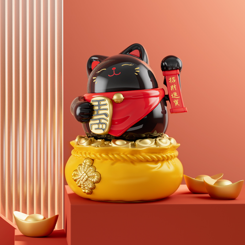 2024新款太阳能摇手小招财猫摆件自动招手车载装饰品店铺开业礼品,淘宝优惠券,粉丝福利购,淘宝优惠卷