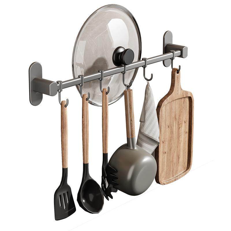 厨房挂钩免打孔挂杆锅铲勺子挂架可移动排钩壁挂式刀架收纳置物架,淘宝优惠券,粉丝福利购,淘宝优惠卷