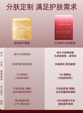 伊思红参蜗牛沁润面膜5片/盒