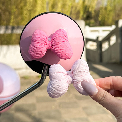 蝴蝶结后视镜贴电动车装饰可爱3D立体贴纸露娜电瓶车diy装饰配件 - 图2