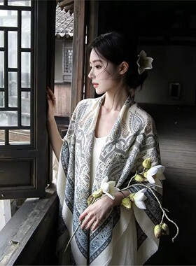 复古民族棉麻围巾女春夏遮阳方巾