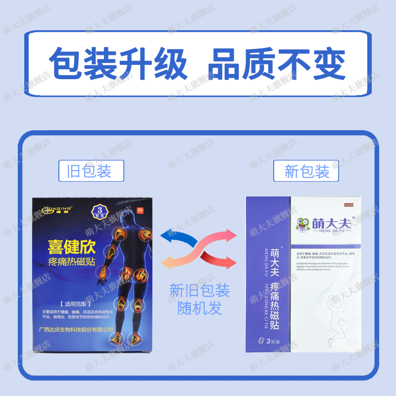 萌大夫疼痛热磁贴喜健欣腰椎间盘突出骨质增生腰痛风湿肩周3贴/盒