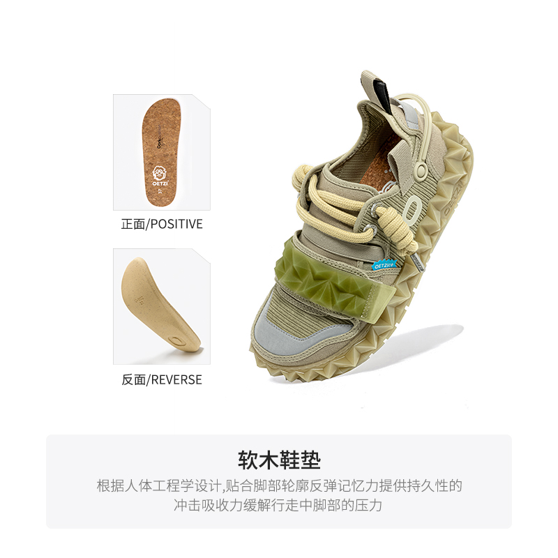 OETZI丑萌男鞋 23秋新款军绿色冰川果冻帆布鞋女小众潮牌商场同款 - 图1