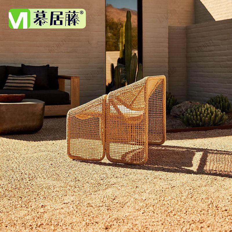 户外双人沙发藤编室外休闲 庭院防水阳台躺椅样板房客厅小藤椅家,淘宝优惠券,粉丝福利购,淘宝优惠卷