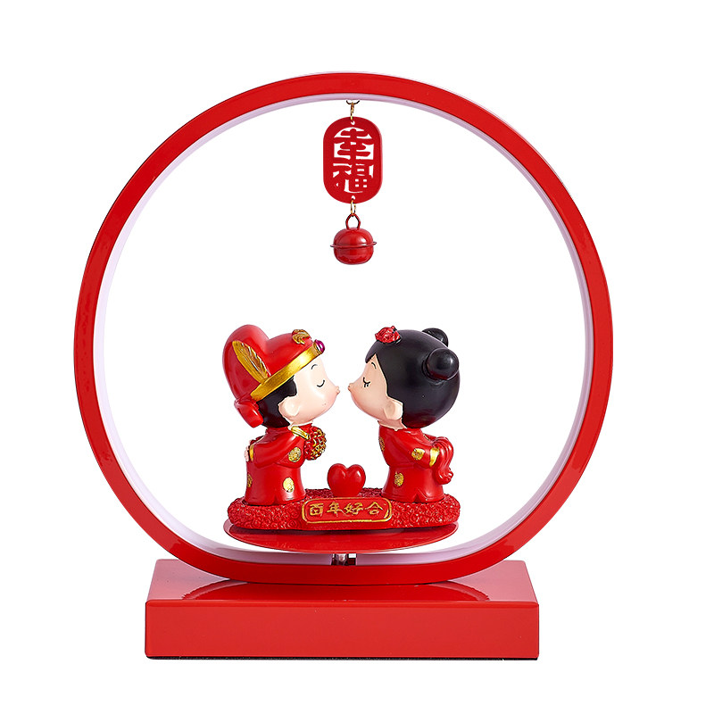 结婚台灯婚庆新婚长明灯陪嫁灯红色喜庆婚房床头灯实用礼物可旋转