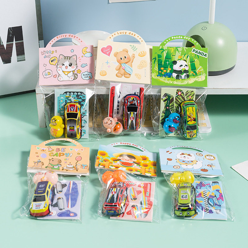 Children's iron pull-back car set Douyin prize toys