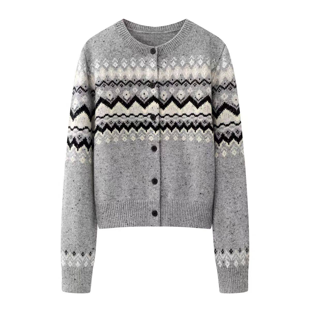 DN高端定制2025冬季新品圆领纽扣毛衣外套复古提花针织开衫女,淘宝优惠券,粉丝福利购,淘宝优惠卷