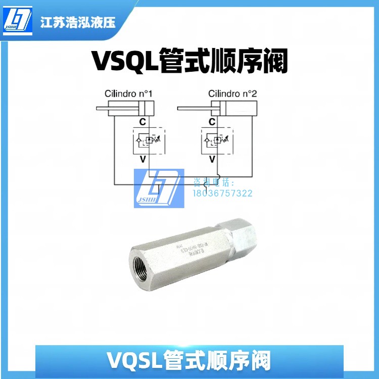 飞臂吊折臂吊VSQL管式单向顺序阀液压阀压力可调调整油缸进油顺序 - 图1