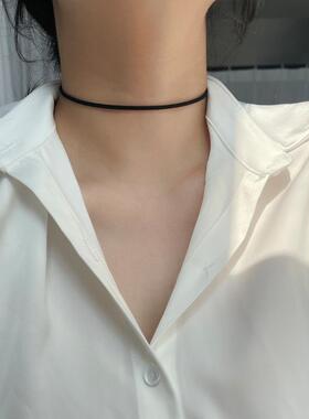 s925纯银狂飙陈书婷高叶同款细款choker颈链项链女锁骨链简约项圈