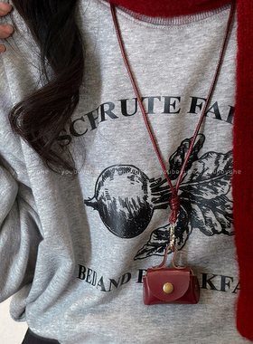 复古皮质零钱包包挂脖项链女小众