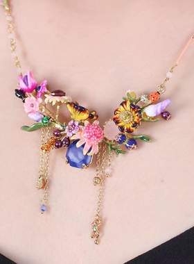法国珐琅莫奈花园系列重工繁花雏菊项链