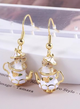 英国设计师品牌 Bill Skinner卡通茶杯花栗鼠项链轻奢高级感礼物