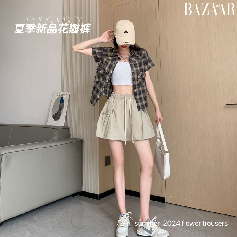 BAZAARRED花瓣裤女夏季新款