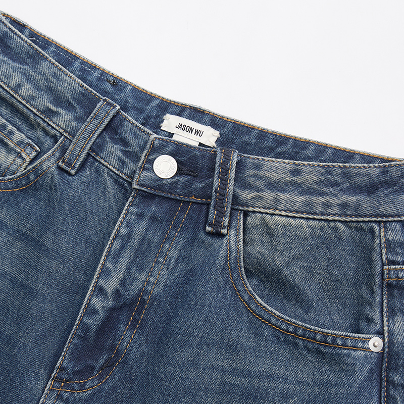 JASON WU2025秋季新款时尚复古怀旧小茧型直筒宽松通勤牛仔裤裤子 - 图2