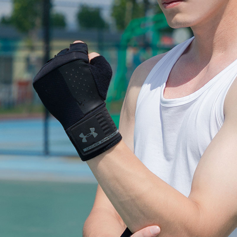 【自营】UA安德玛训练手套男款骑行器械运动护具护手单杠半指手套 - 图1