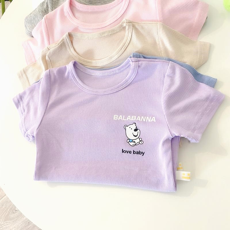 新款宝宝薄款短袖T恤婴幼儿柔软半袖上衣夏季莫代尔男女小童衣服 - 图2