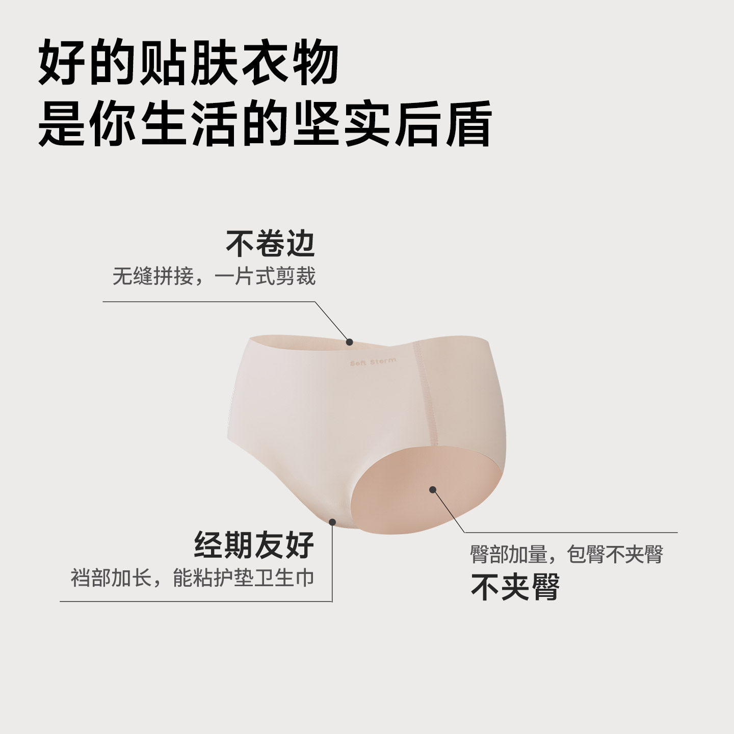 柔性风暴7A级抗菌无痕内裤女士纯棉隐形不夹臀不卡裆中腰三角内裤 - 图2
